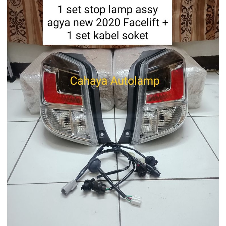 Stop Lamp Assy Agya new 2020 2021 Facelift + Kabel soket Set  / Lampu belakang Agya New Ayla Wigo Axia sepasang