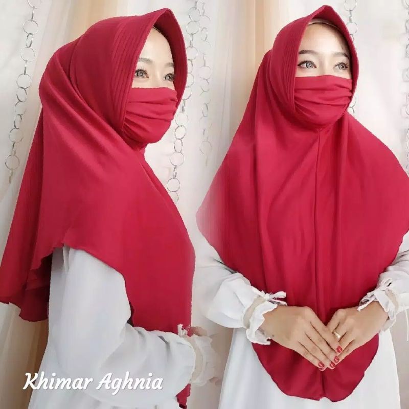 Hijab Khimar Simple pet Niqab Aghnia Kerudung kaos Khimar Simple pet Aghnia
