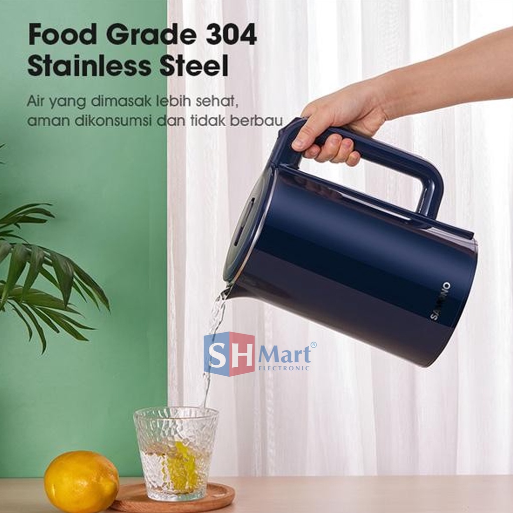 TEKO LISTRIK PEMANAS AIR STAINLESS STEEL 600 WATT FOOD GRADE KAPASITAS 2 LITER SWEKB13B BIRU - SAMONO