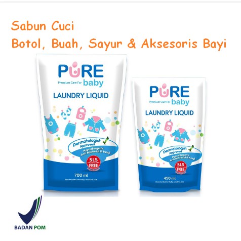 Pure Baby Laundry Liquid Cleanser Sabun Cuci Botol Buah Sayur Reffil