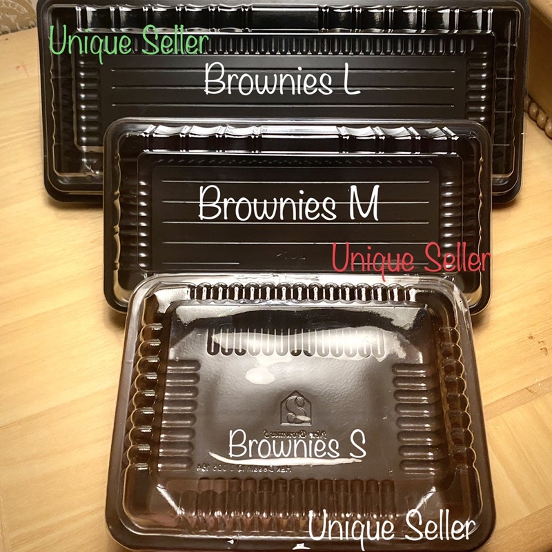 [50 pcs] Mika Brownies M LUX PET Sedang Medium Tanggung isi 50 pcs / Tray Mika Brownies Tanggung Sedang Medium / Tray Sushi Bento Mika LUX