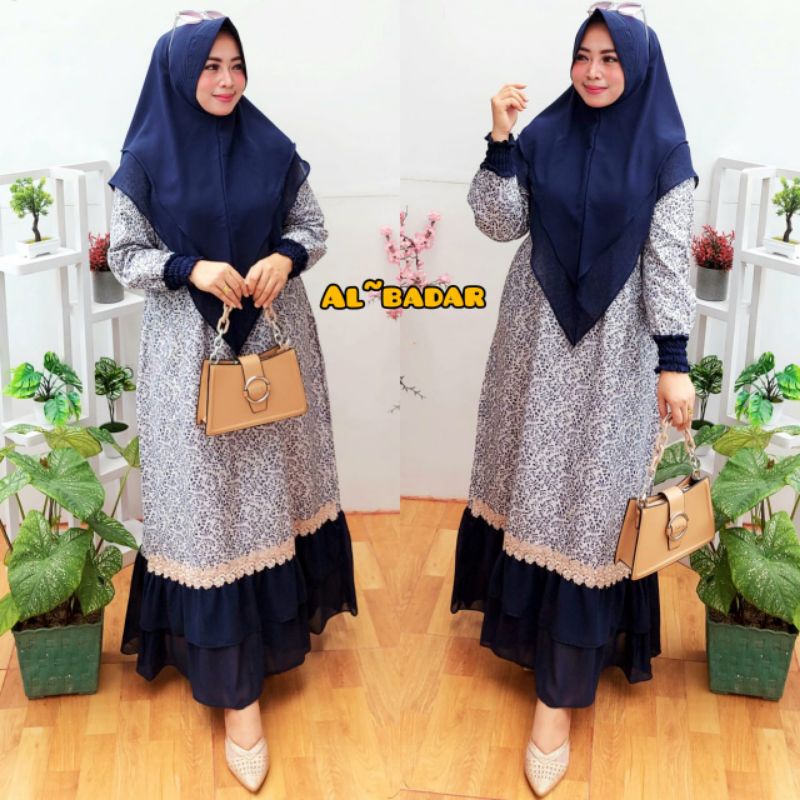 [ BISA COD] GAMIS SYAR'I KATUN JEPANG MIX CERUTY BABYDOLL REMPEL BAWAH, DRESS SYAR'I KATUN JEPANG MIX CERUTY BUSUI BY AL BADDAR