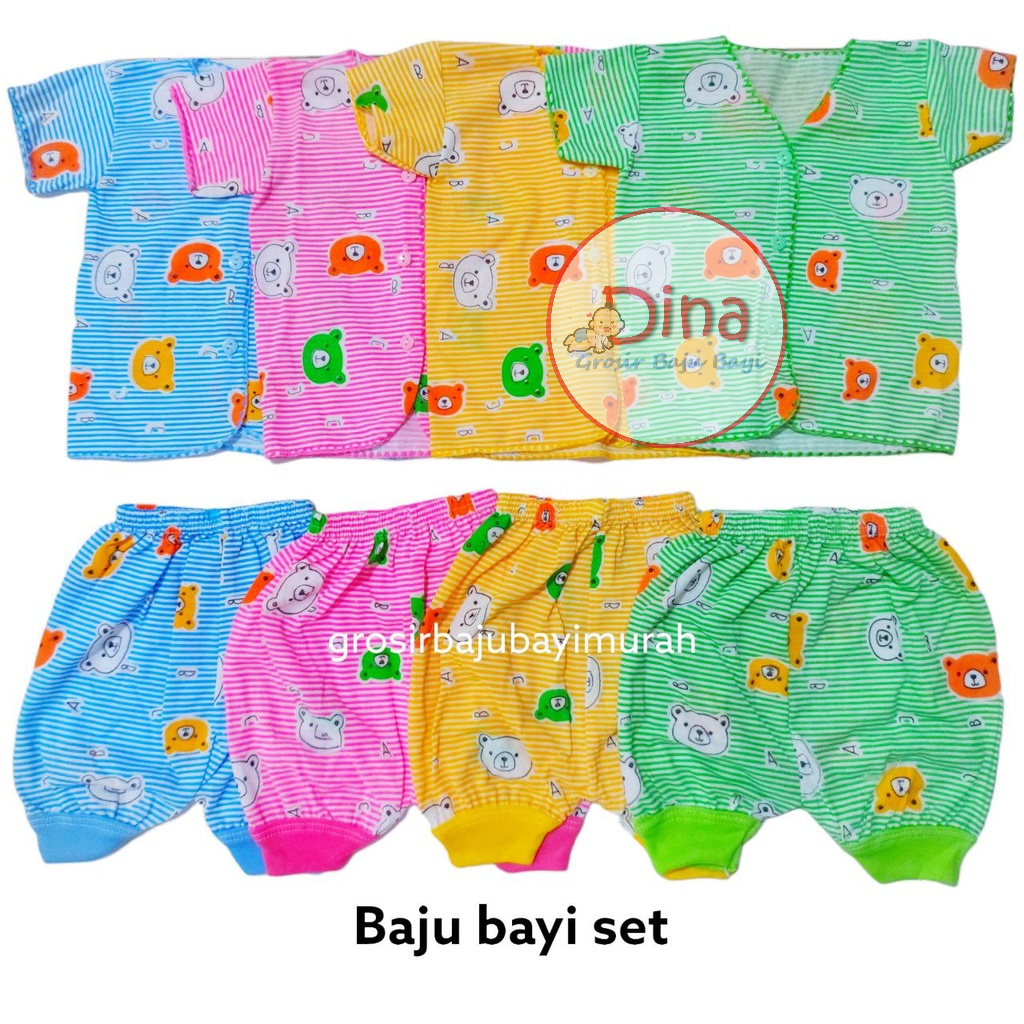 SETELAN baju bayi GARIS lengan PENDEK baru lahir