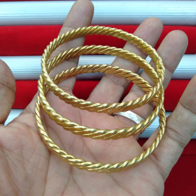 Gelang Wanita Keroncong Anti Karat  Tempahan Lapis Emas 24 karat