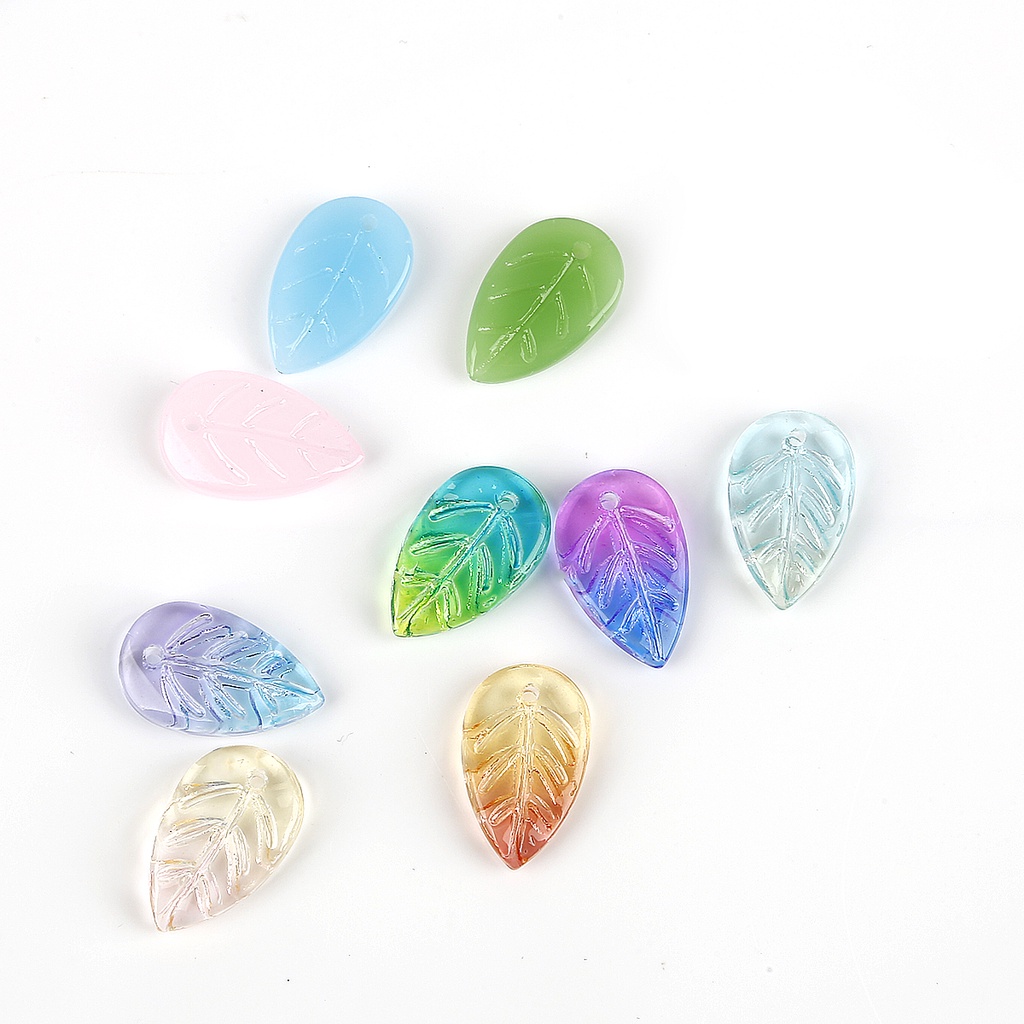 18*11 Handmade Glass Leaf Beads Hole 1.5mm 5 pcs/Lot Leave Glass Beads for Pendant Dangles Earrings Untuk Aksesoris Pembuatan Perhiasan Liontin DIY