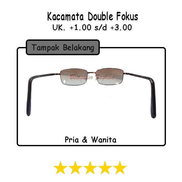 Kacamata Baca Dan jalan (+) Uk. +1.00 s/d +3.00 Lensa Coklat Bingkai Metal Motif Double Lensa Rabun Dekat UNISEX FREECASE