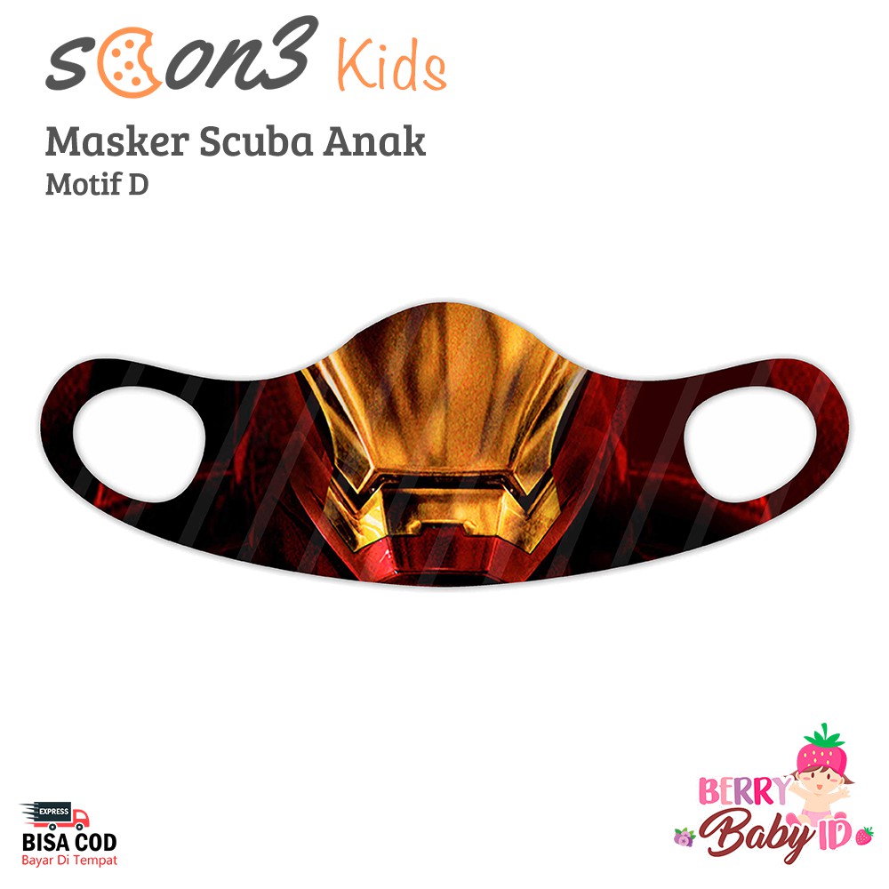 Scon3 Masker Anak Scuba Print Karakter Kids Face Mask Berry Mart