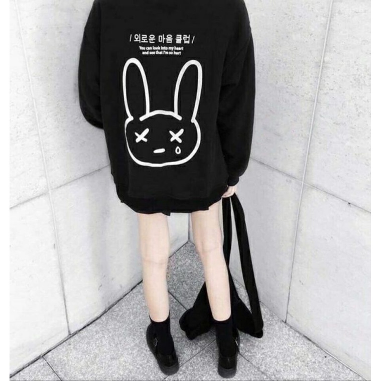 Hoodie/Sweater SAD BUNNY Korean Style Bigsize (S - 6XL) Jaket Jumper 외로운 마음 클럽 Hati Yang Kesepian Club Unisex Jumbo OVERSIZE Sweater Kelinci Cute