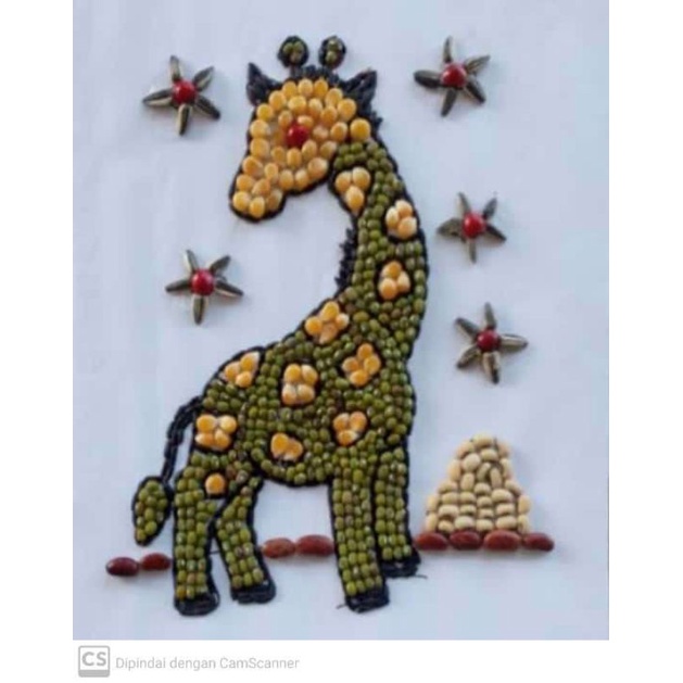 Kerajinan Kolase Gambar Hewan Dari Biji Bijian//Prakarya