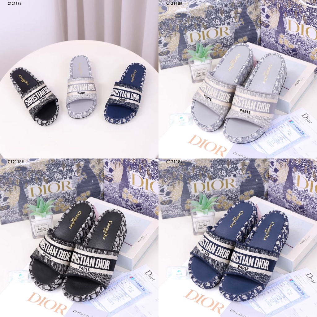 Sandal CD Dway Oblique Canvas Slides Wedges C12118