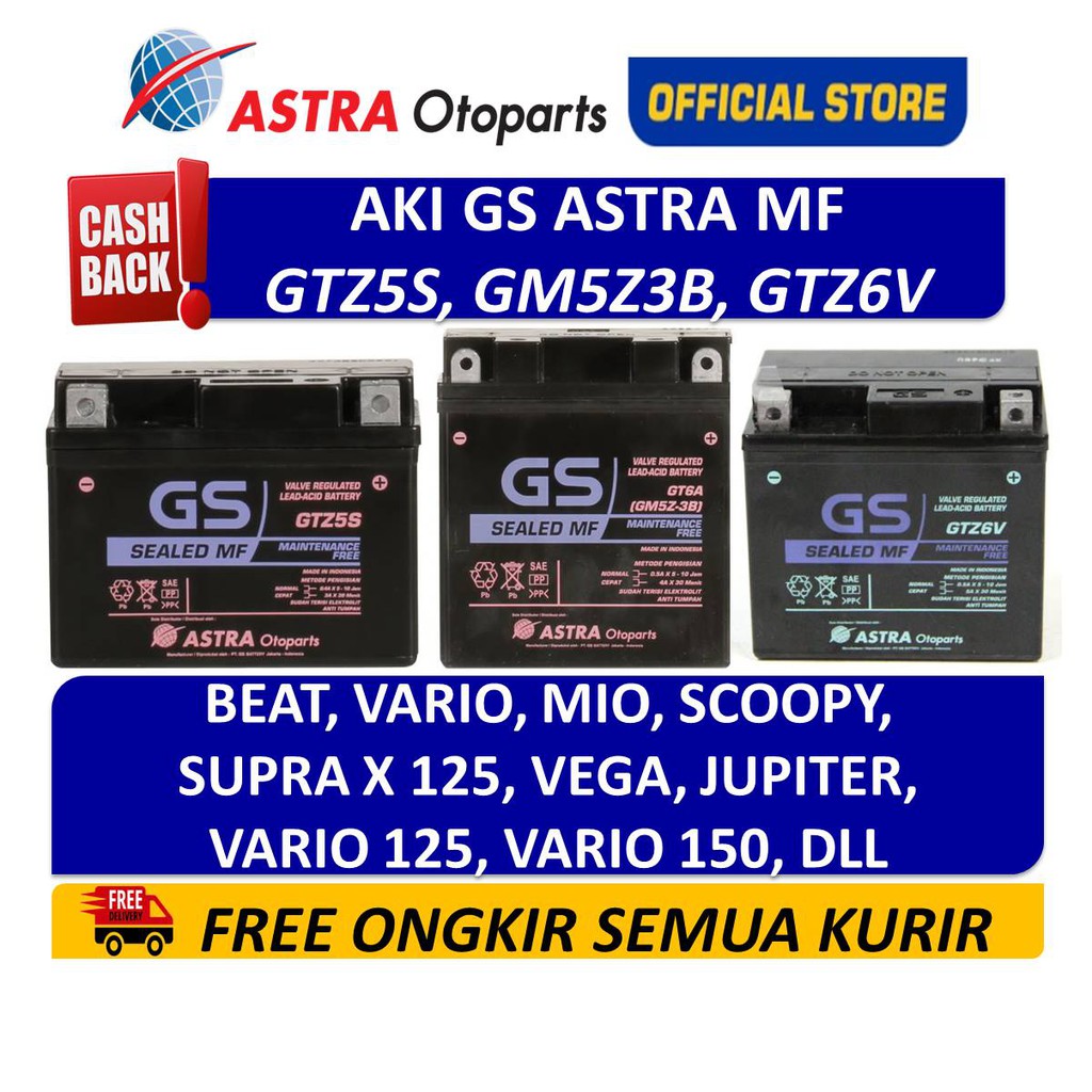 Aki Motor GS ASTRA MF GTZ5S GM5Z3B GTZ6V BEAT VARIO SCOOPY MIO JUPITER VEGA VARIO 125 VARIO 150 ISS