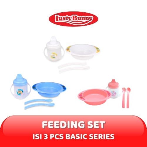 GloryBaby-LustyBunny Set Perlengkapan Makan Bayi 3 in1 | Feeding Set Alat Makan Bayi