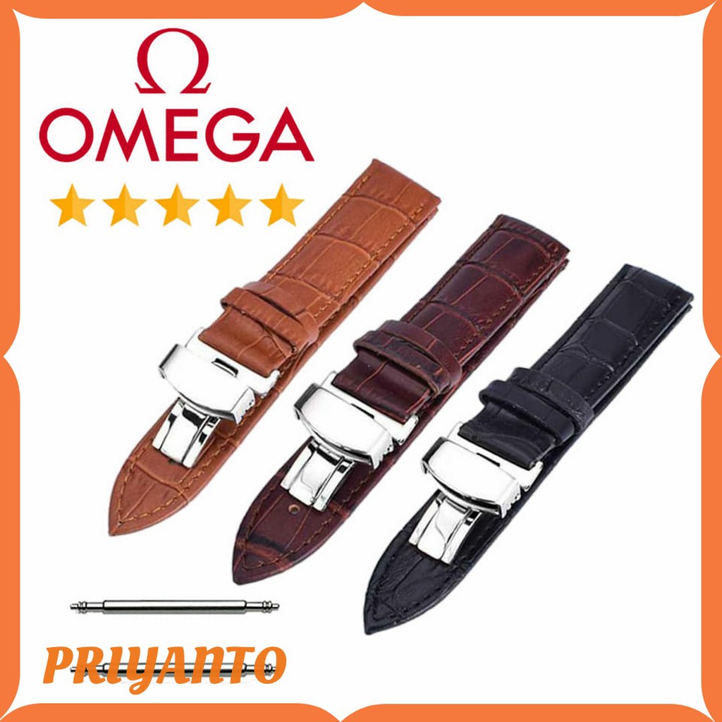 Strap Tali Jam Tangan Kulit Leathers Omega watch Genuine 20 22mm Free Pen