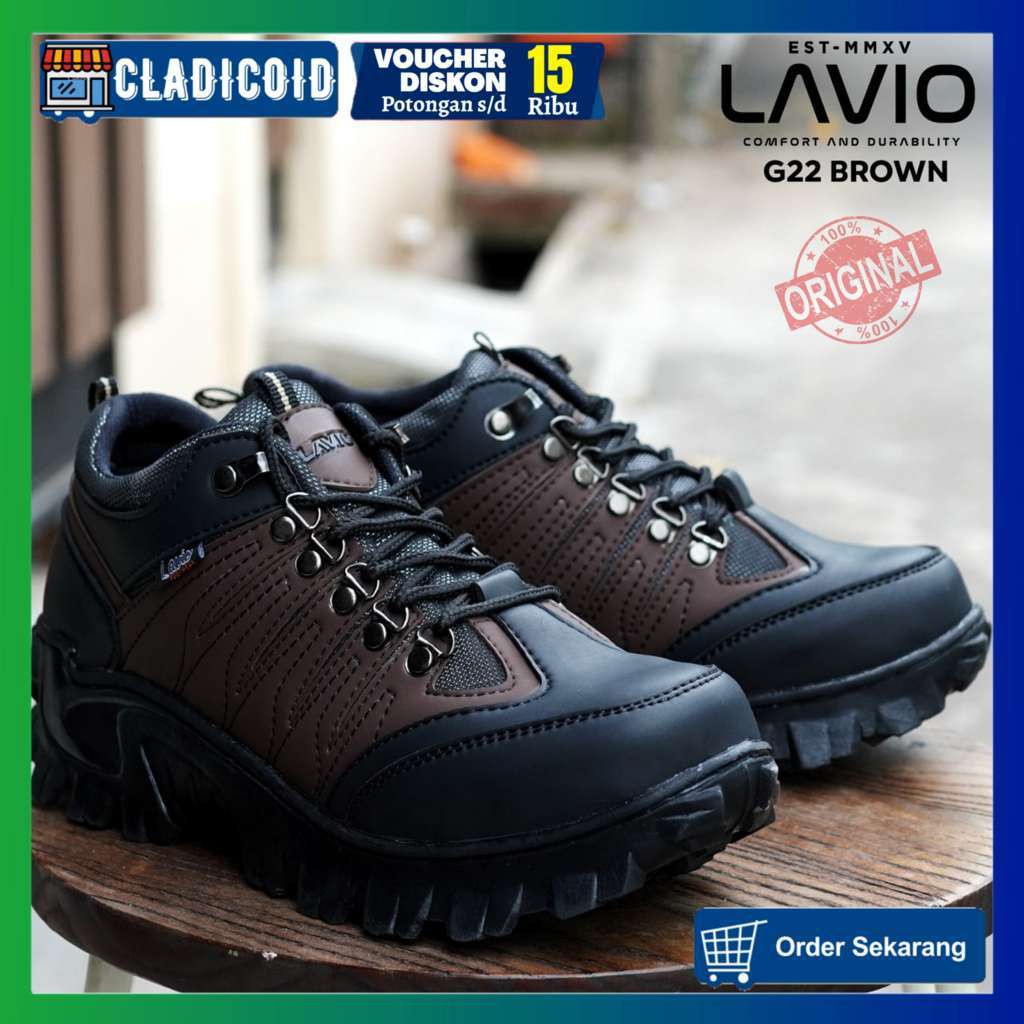 SEPATU SAFETY PRIA UJUNG BESI BOOTS PENDEK KERJA LAPANGAN PROYEK TOURING SEFTY LAVIO G22 ORIGINAL