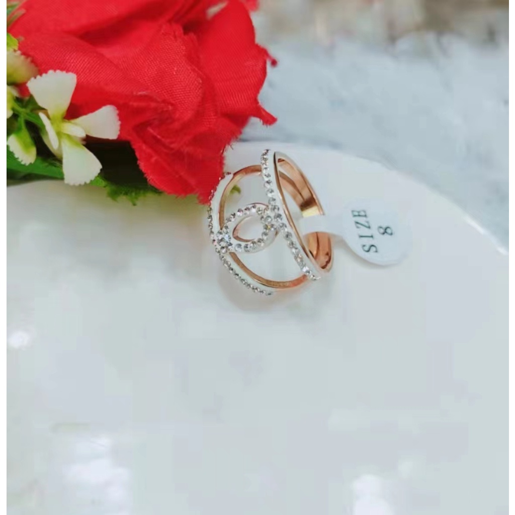 Titanium Cincin CC Mata Putih Perhiasan Fashion 1222