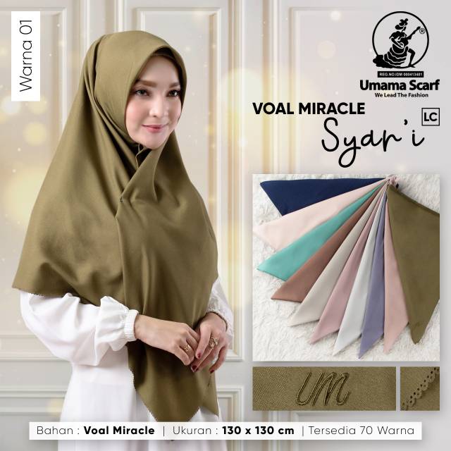 Hijab Segi Empat Syari Polos Big Size Lebar 130x130 cm Voal Umama Scarf