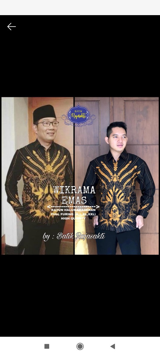 Kemeja Batik Pria Wikrama Batik Solo Modern Kemeja Pria Lengan Panjang Ori By Raja Sakti