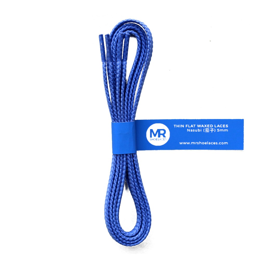 MR Shoelaces TH21 Nasubi (Ungu Biru) Tali Sepatu Lilin Gepeng Thin 3-4mm (Waxed Laces) 50cm 100cm 120cm 150cm Blue