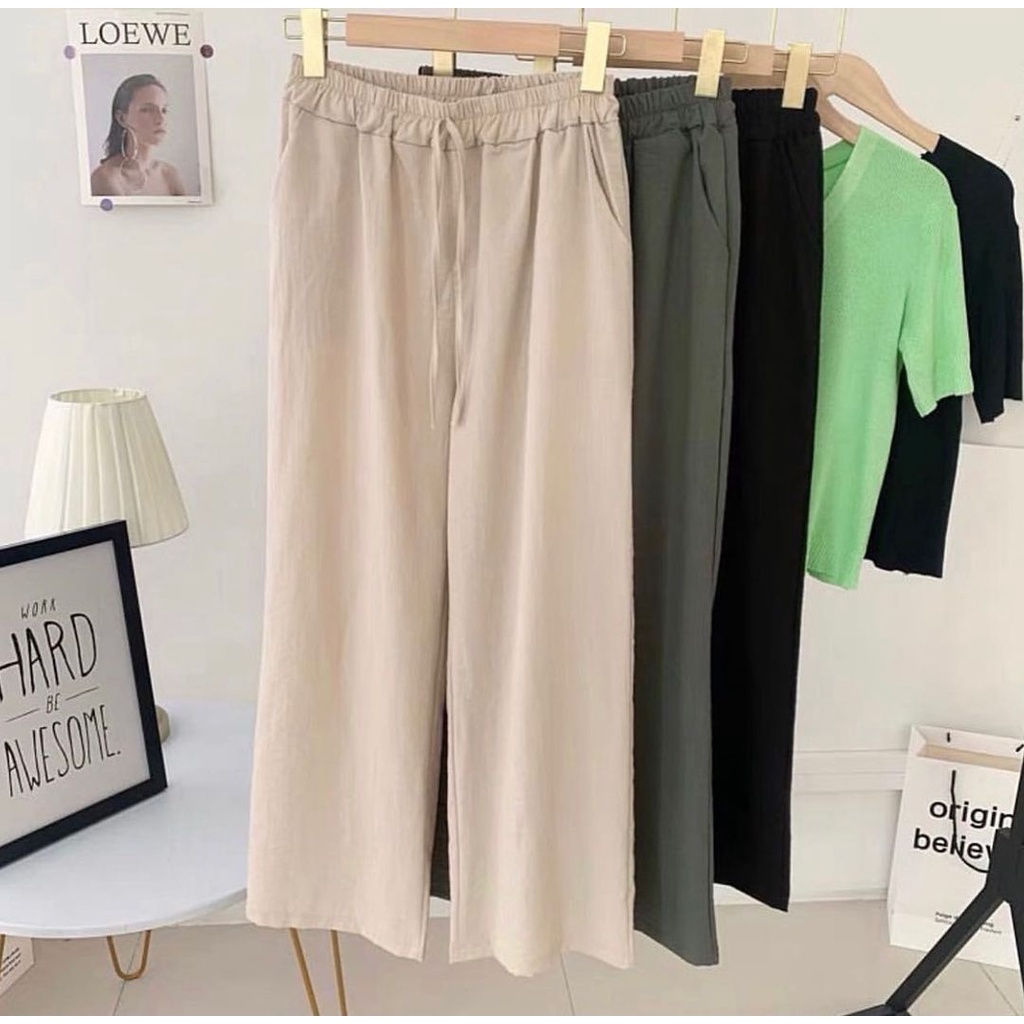 Celana Kulot Rayon Crincle Crinkle Airflow Panjang Wanita Premium Highwaist Loose Cullote Pants Homewear Jumbo Terbaru Kekinian-JAZZ CRINCLE COKSU