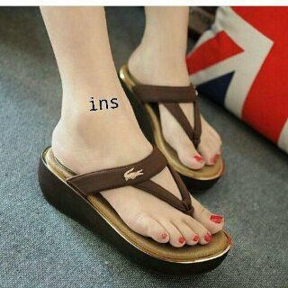 Sepatu Wanita Fashion WEDGES CROCODILE NN01 COKLAT Trend cewe Terbaru Kekinian Ori Modis Murah