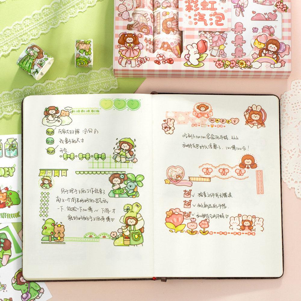 Lanfy Scrapbooking Sticker Set Kawaii 20pcs Packing Dekorasi Bunga Minum Makanan DIY Diary Foto Album Alat Tulis Stiker Hias