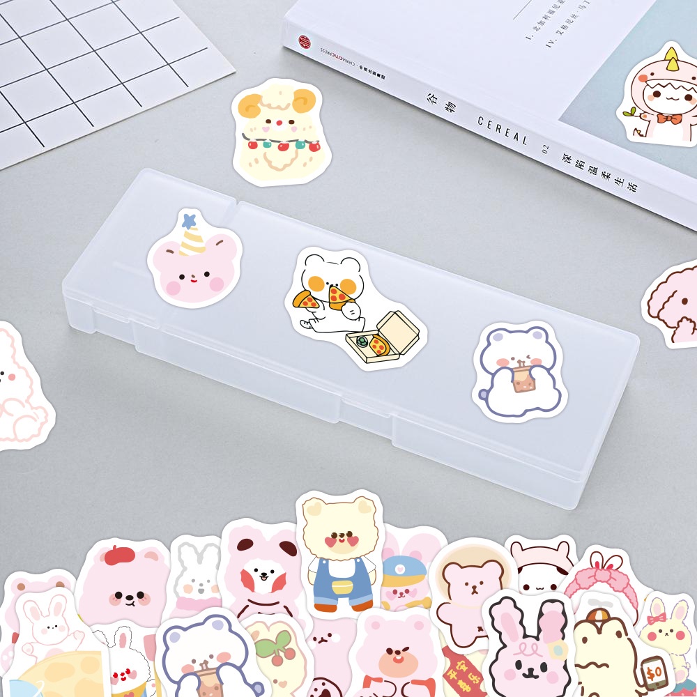 100 cute hangat Korea stiker beruang kreatif kartun lembut smiley lucu ekspresi wajah phone case tan