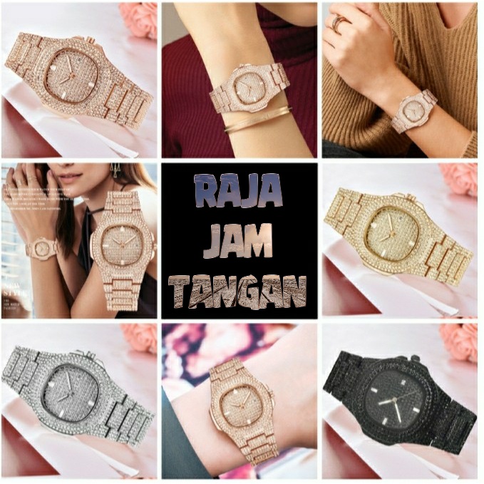 JAM TANGAN ANALOG DIAMOND MEWAH STAINLESS TANGGAL AKTIF RJT99