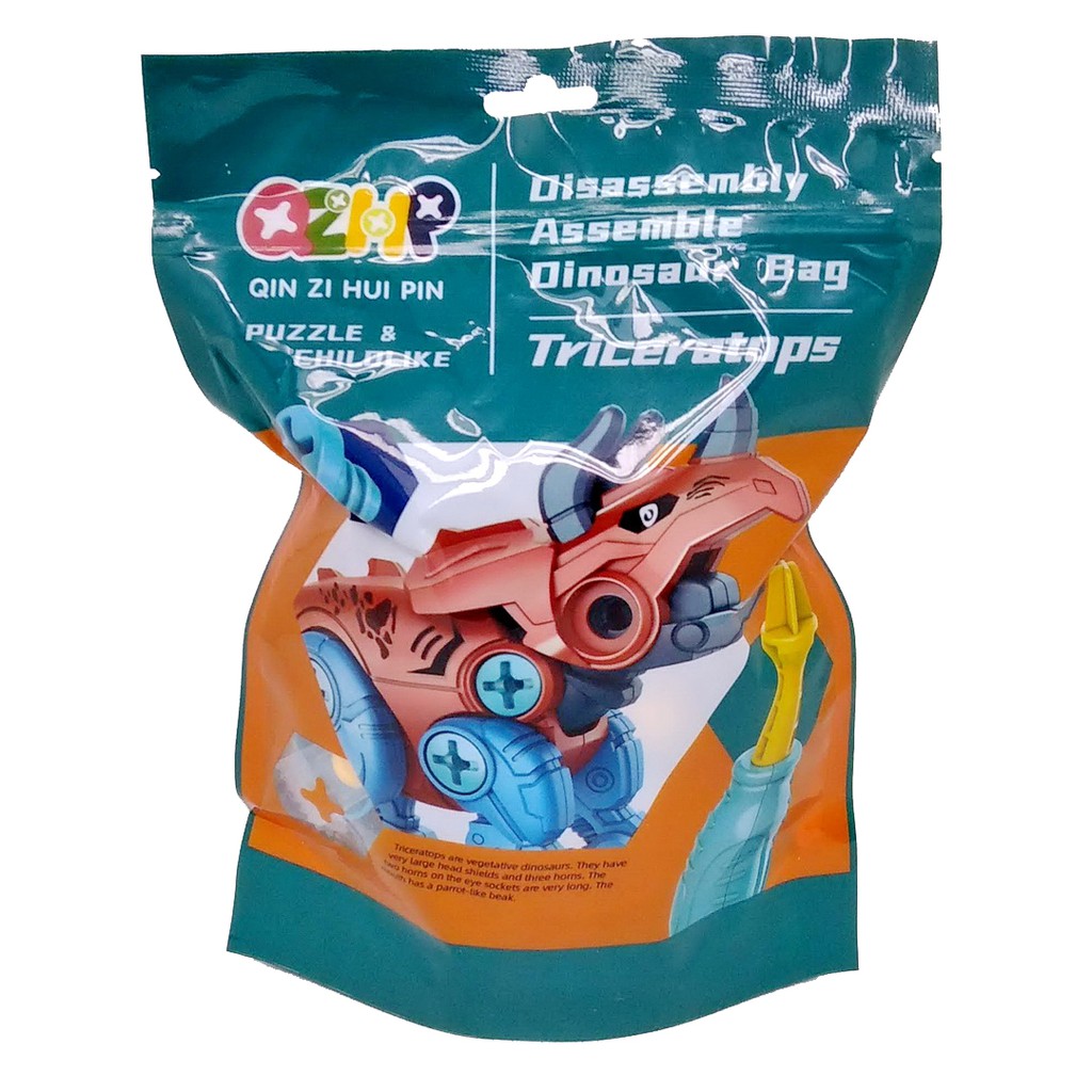 DIY Dino Puzzle Mainan Dinosaurus Plastic Bag with Skrup Education Toy