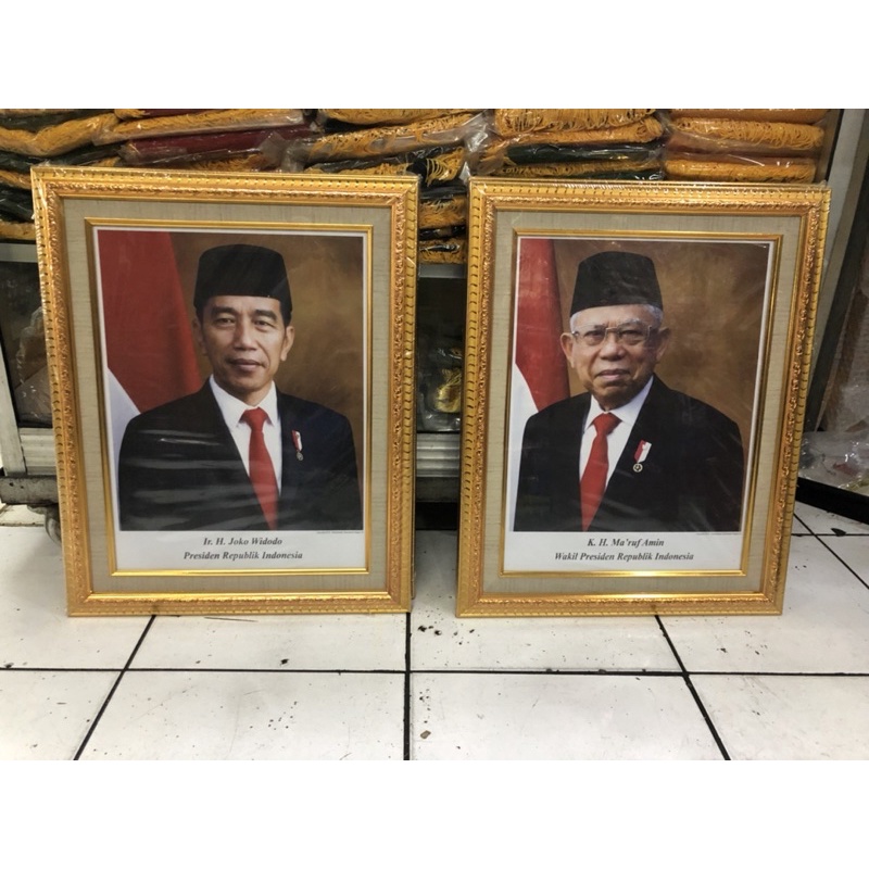 Bingkai frame foto presiden wakil motif linen ukuran 40x50cm