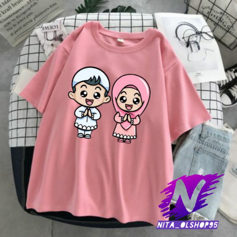 kaos hari raya baju kaos anak animasi hari raya idul Fitri dan idul adha