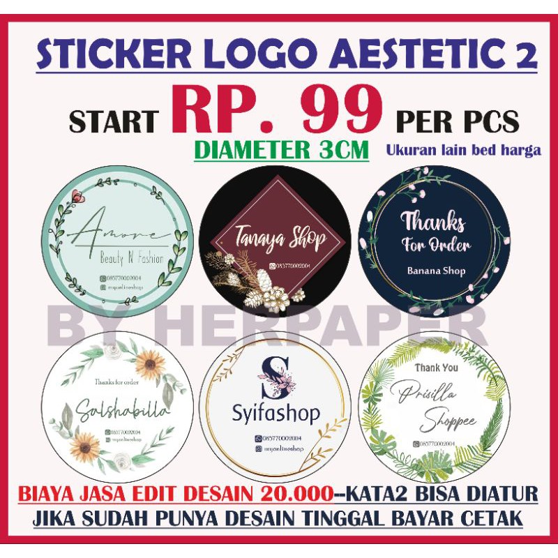 (TERMURAH Rp.99 MINIlM 200) PO STIKER AESTETIC kekinian .logo produk/OLSHOP. MAKANAN LOGO KEKINIAN-2