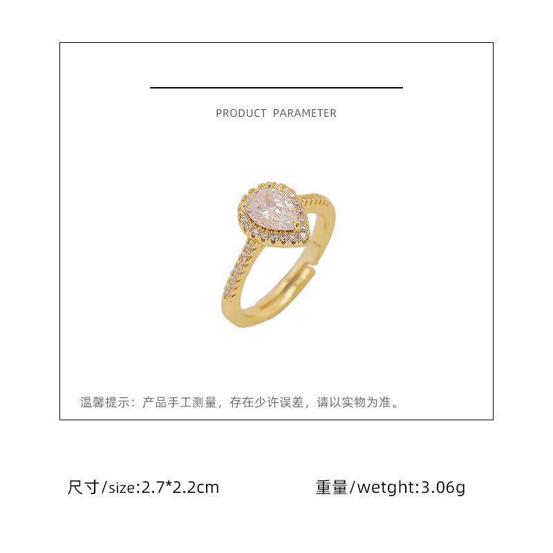 Korea air drop zircon cincin wanita Desain Terbuka indeks cincin kepribadian baru beberapa hadiah