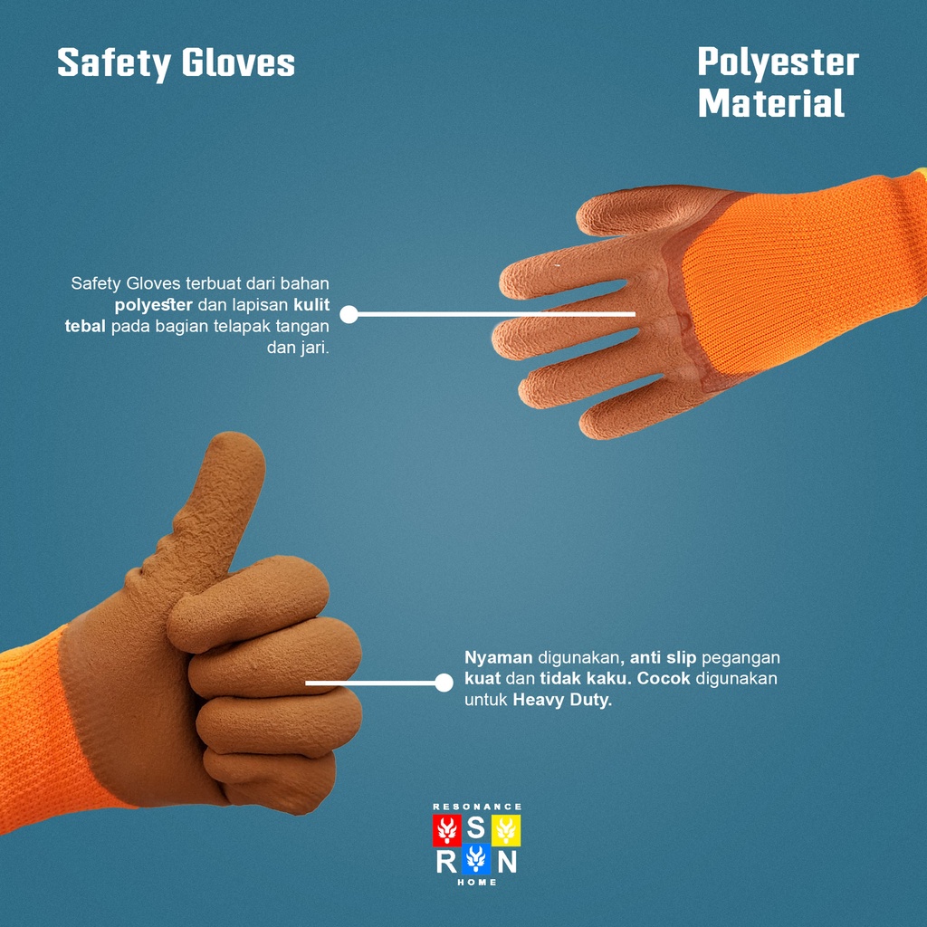 Sarung Tangan Karet Palm Fit Tebal Oranye / Palm Fit Safety Gloves Resonance Home