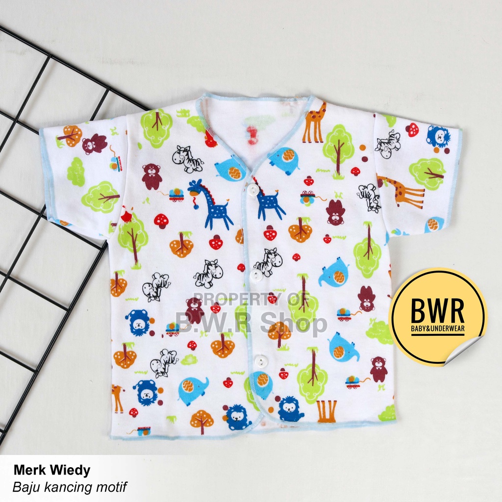 [ 3pc ] Baju Kancing Bayi WIEDY MOTIF   Pendek / Bayi 0-6 Bulan Newborn | Bwr