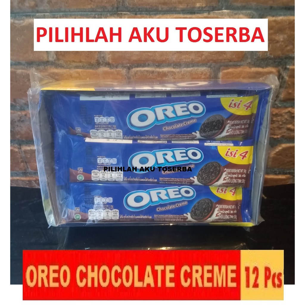 Biskuit Oreo Chocolate Creme / Cokelat Krim 12 x 38 gr ( HARGA PER BOX )