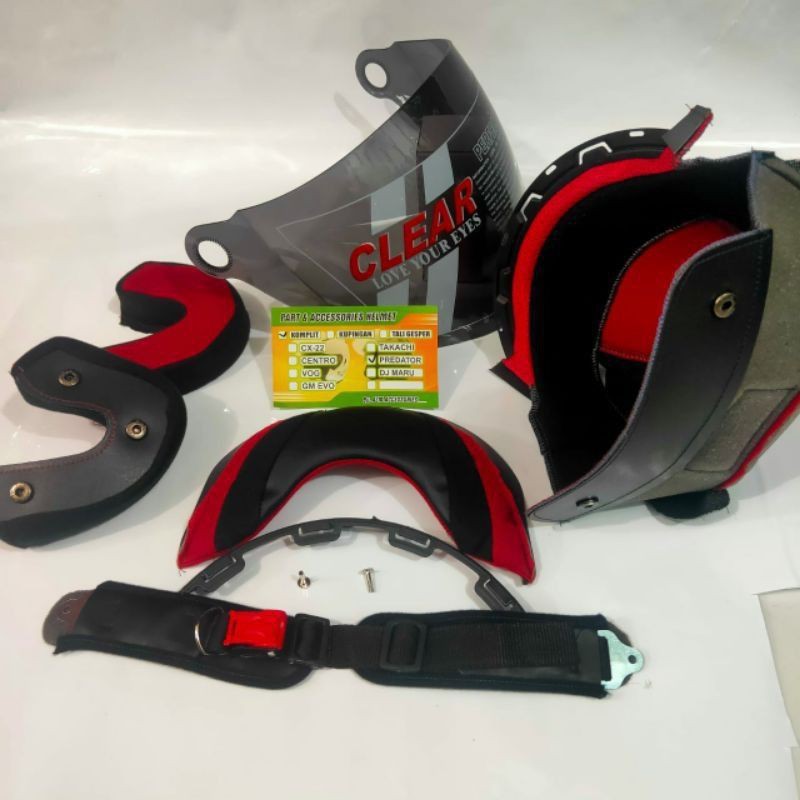 Busa helm NHK predator Fullset KANCING BESI 1 paket + kaca helm NHK predator 1 visor