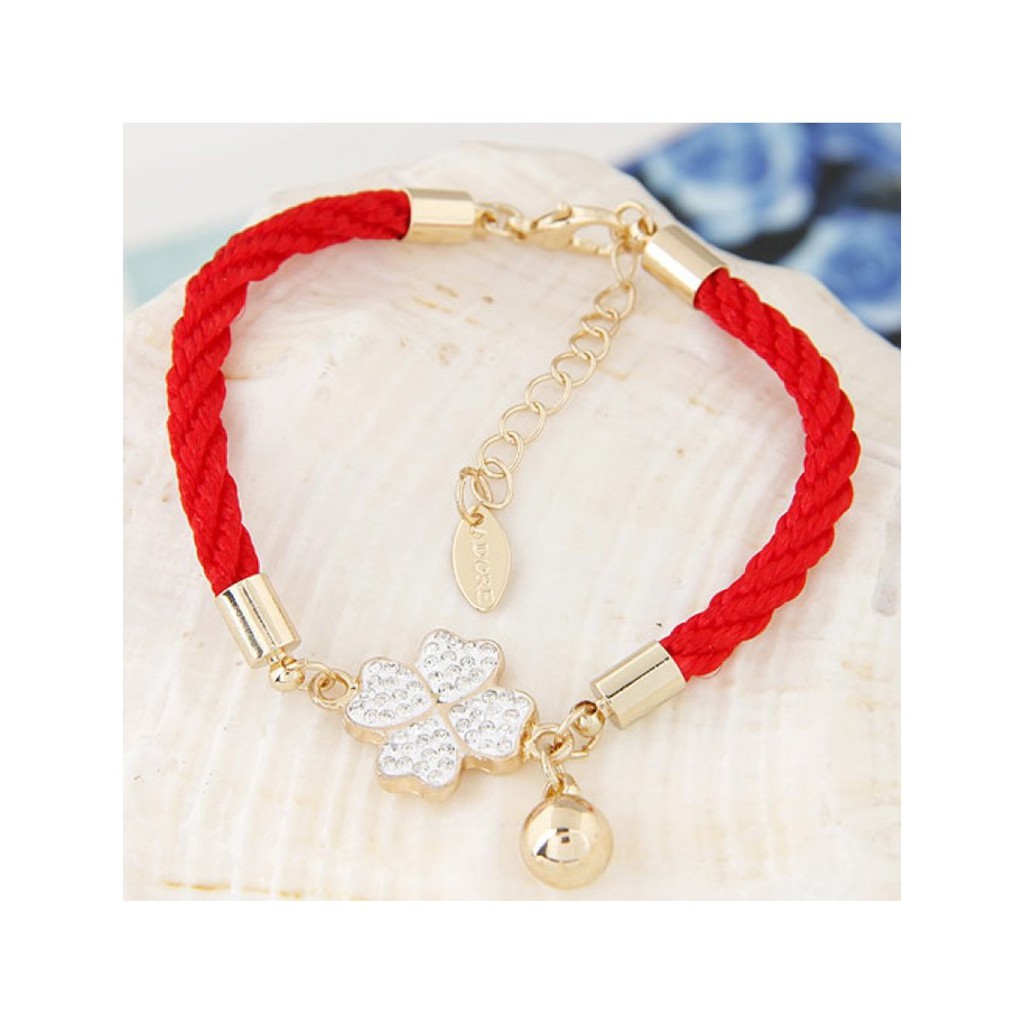Unik GELANG KOREA MURAH FASHION MERAH CLOVER   5369 terakhir