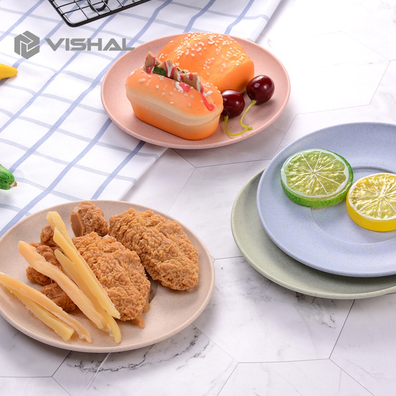 VISHAL Piring KECIL Wheat Straw Plate 1 Set Isi 4 Pcs Warna Warni  Simple Dinner High Quality Wheat