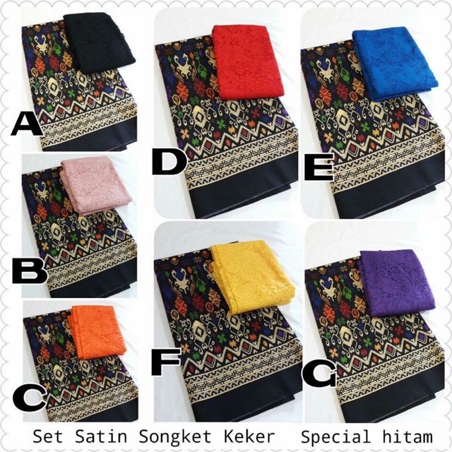 Set satin songket keker spesial hitam