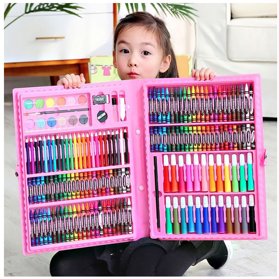 Stationary Set isi 86 Pensil Crayon Warna Cat Air / Perlengkapan Sekolah Menggambar Anak / Alat Warna