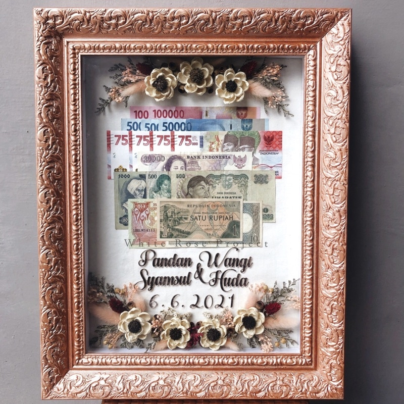 Frame Mahar Rossie / Frame Mahar Uang / Bingkai Mahar / Hias Mahar Uang