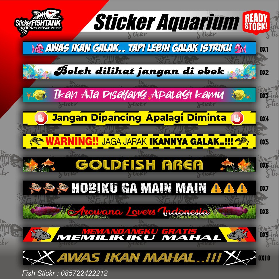 stiker aquarium awas ikan galak lucu seri ox waterfroof bisa reques juga dsain unik nan cantik