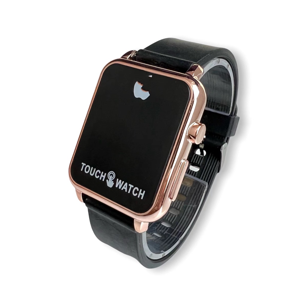 [SC] COD✅ Jam Tangan Digital Wanita Pria Watch LED Rubber Elektronik Touch Screen Harga Murah S1201-Case rosegold