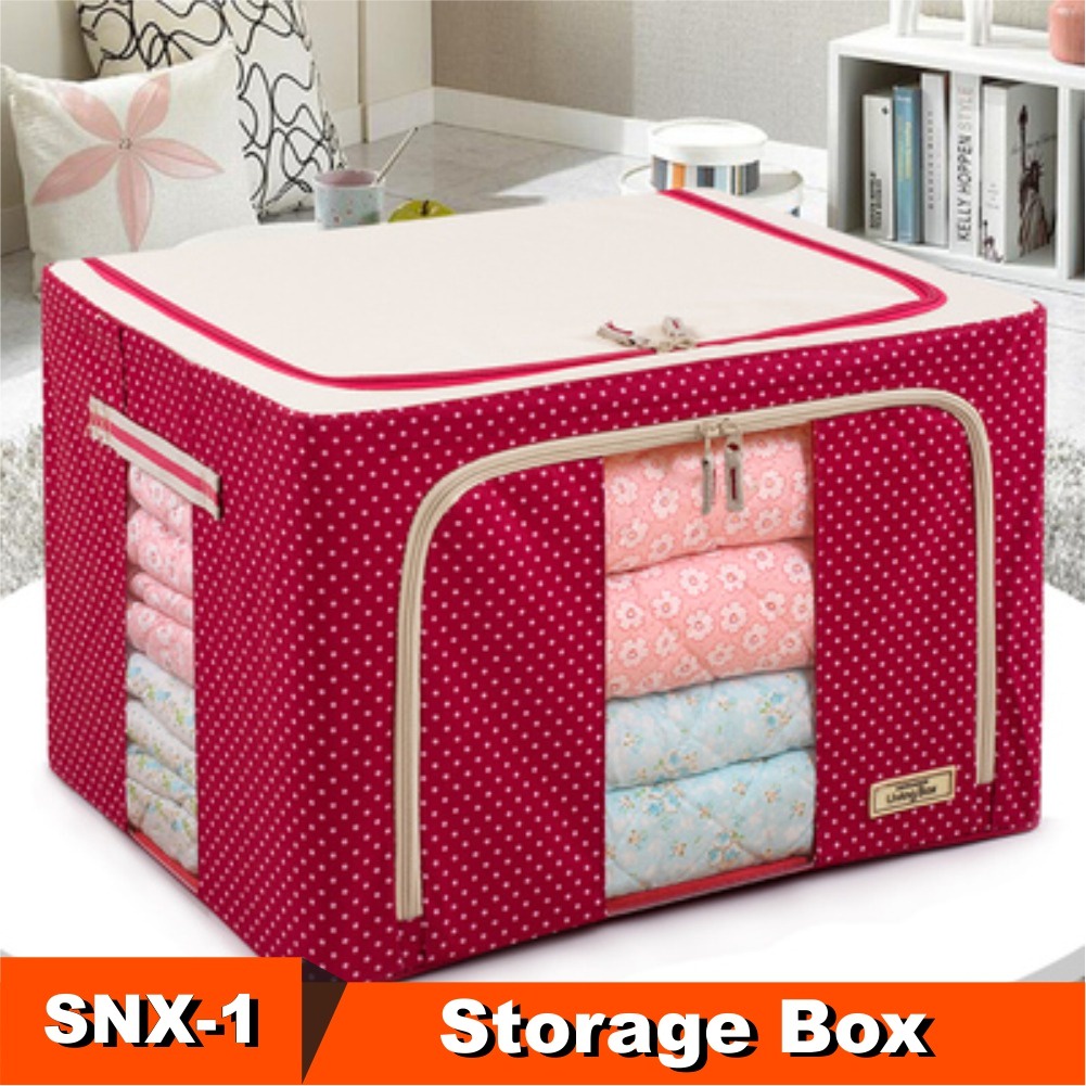 Kotak Penyimpanan Serbaguna Organizer Storage Box 66L Double Zipper Frame Baja Large Besar Multifungsi GOSHOP88