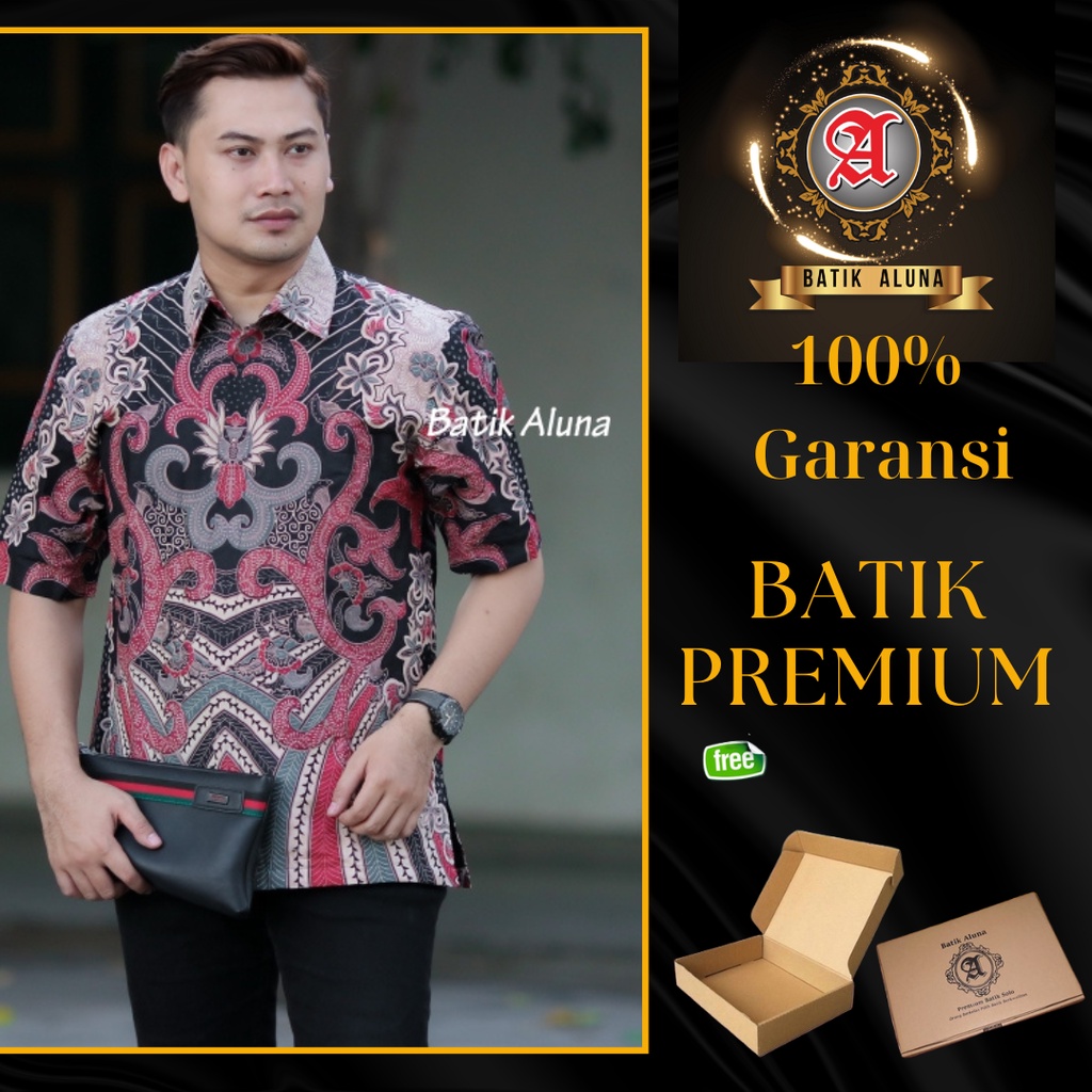 Batik Aluna Lengan Pendek Kemeja Pria Produsen Batik Aluna Keraton Solo PD 024