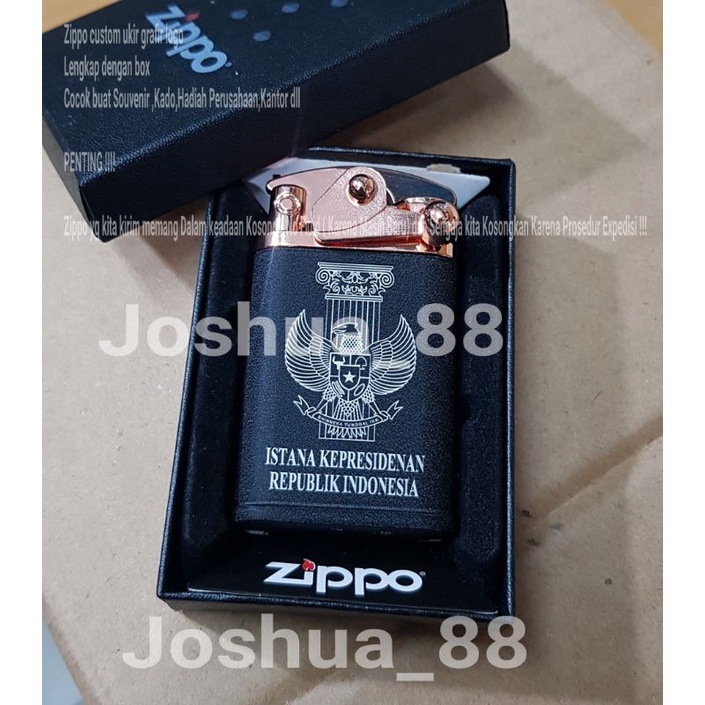 Korek Api Mancis Bara/Gas model Zippo Istana Presiden Bisa Ukir Nama Sendiri