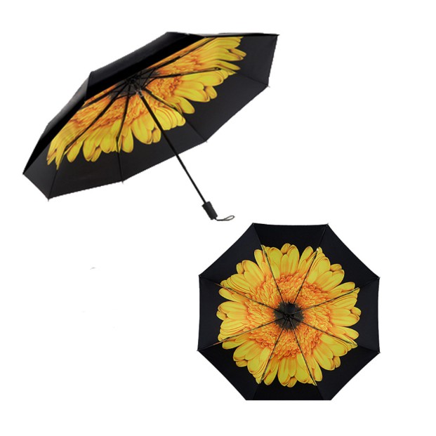 Payung Hitam Motif Bunga / Payung Hitam Pekat Simple Polos Motif Bunga Elegan / Black Umbrella