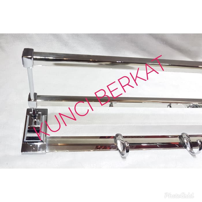 Gantungan Handuk/Rak/Towel Bar 2 baris/Stainless/Minimalis