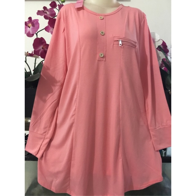 KAOS FASHION JUMBO POLOS IBU-IBU KEKINIAN LENGAN PANJANG XLL SPANDEK MURAH 062polos