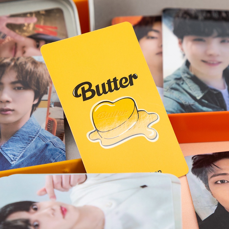 Kpop BTS Butter Album Krim Peaches Ver. Stiker Strip Kartu Foto Lipat Untuk Koleksi ARMY